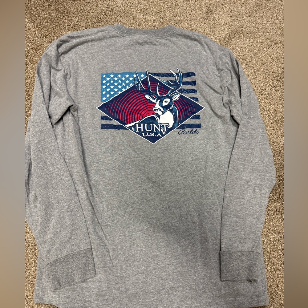 Men’s medium long sleeved pocket tee - hunting burlebo deer